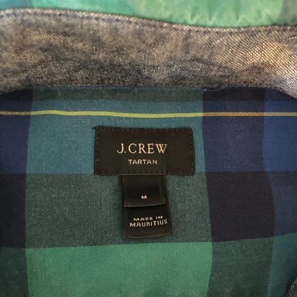 J Crew Tartan Men's Blue and Green Plaid Shirt Size M - Picture 5 of 5